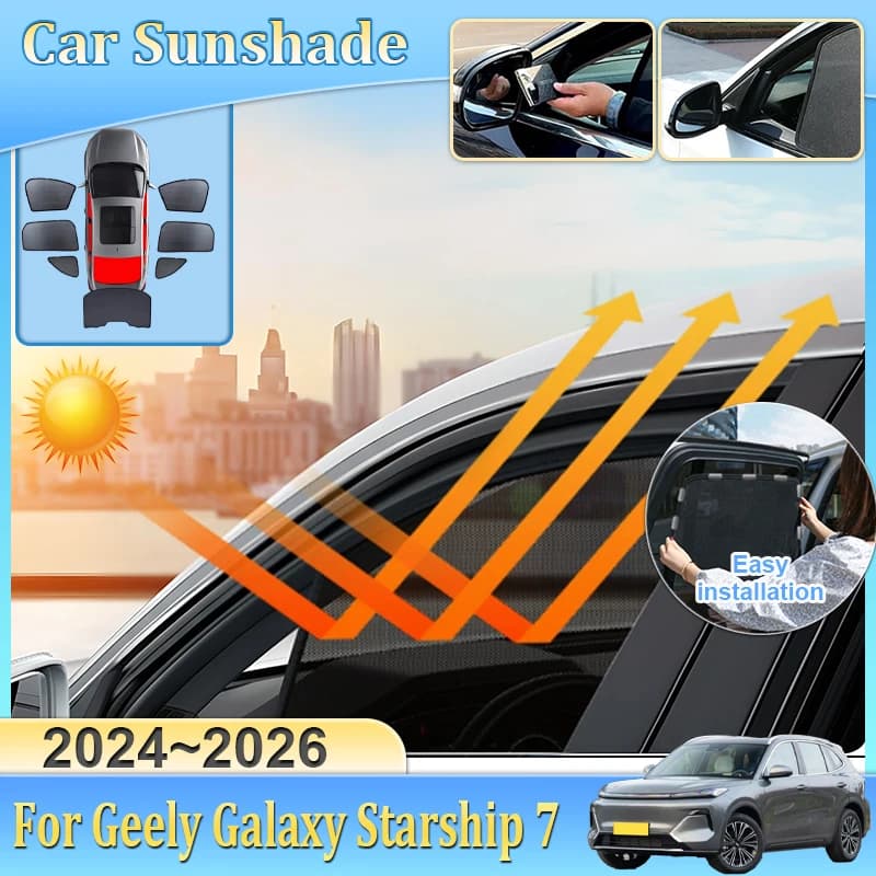 Parasole per auto per Geely Galaxy Starship 7 EM-i P145 2024 2025 2026, tendina a rete anti-UV per parabrezza, accessori auto