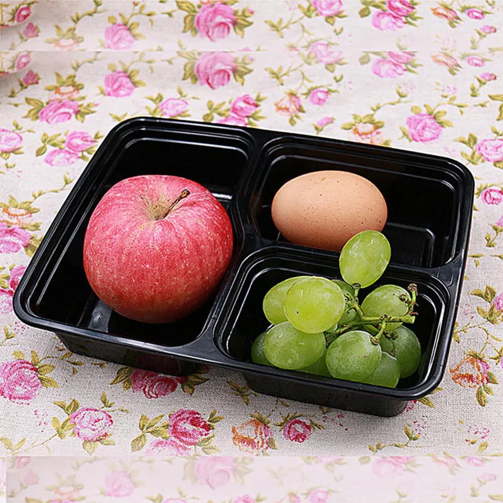 Set di 10 Contenitori per Microonde con 3 Scomparti, Scatole Ermetiche per Alimenti con Coperchi, Contenitori per Preparazione Pasti