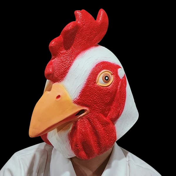 Maschera realistica in lattice a forma di testa di gallina per cosplay, feste di Halloween, con pettine e becco rosso vivido, divertente maschera animale per costumi.