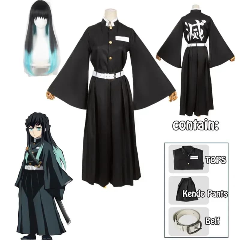Anime okitou Muichirou Cosplay Kostuums Kisatsutai Uniform Pruik Halloween Kostuum Volwassen Kids