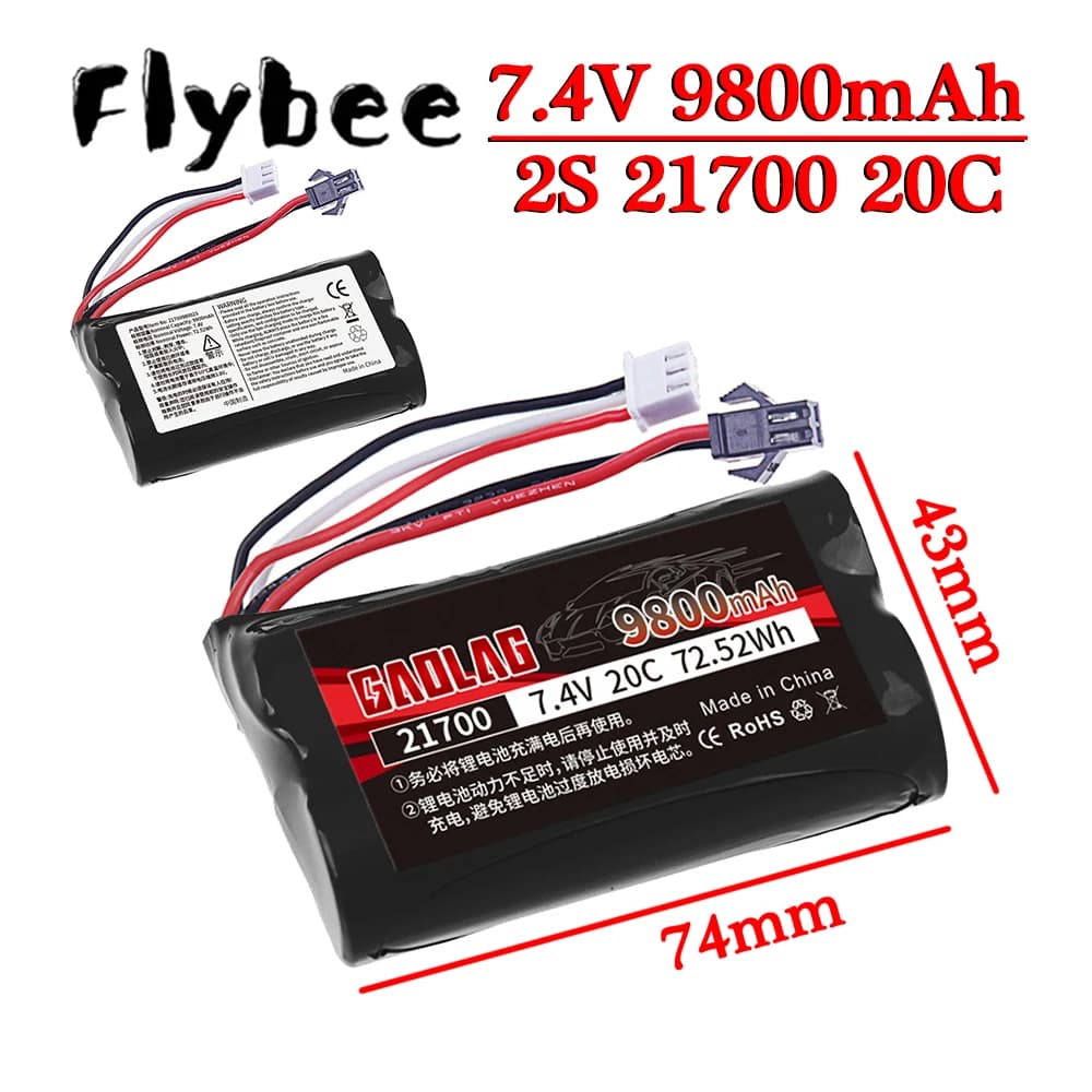 (SM PLUG) 9800mAh 7.4V 21700 Batteria agli ioni di litio per giocattoli RC elicotteri auto camion serbatoio treno barche pezzi di ricambio 2S 7.4V batteria