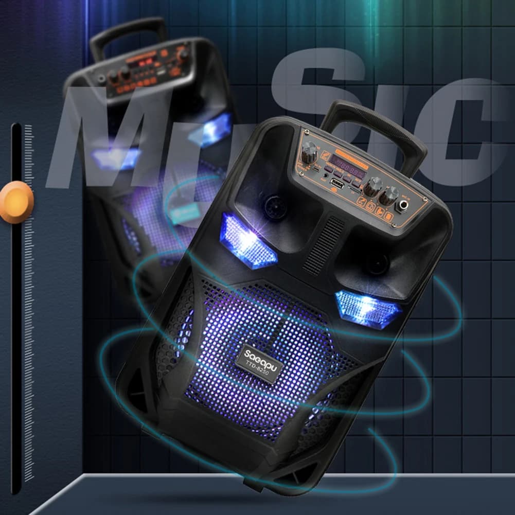 Altoparlante compatibile con Bluetooth, Boom Box potente con supporto per radio FM, subwoofer, sistema audio stereo per viaggi, uso interno ed esterno