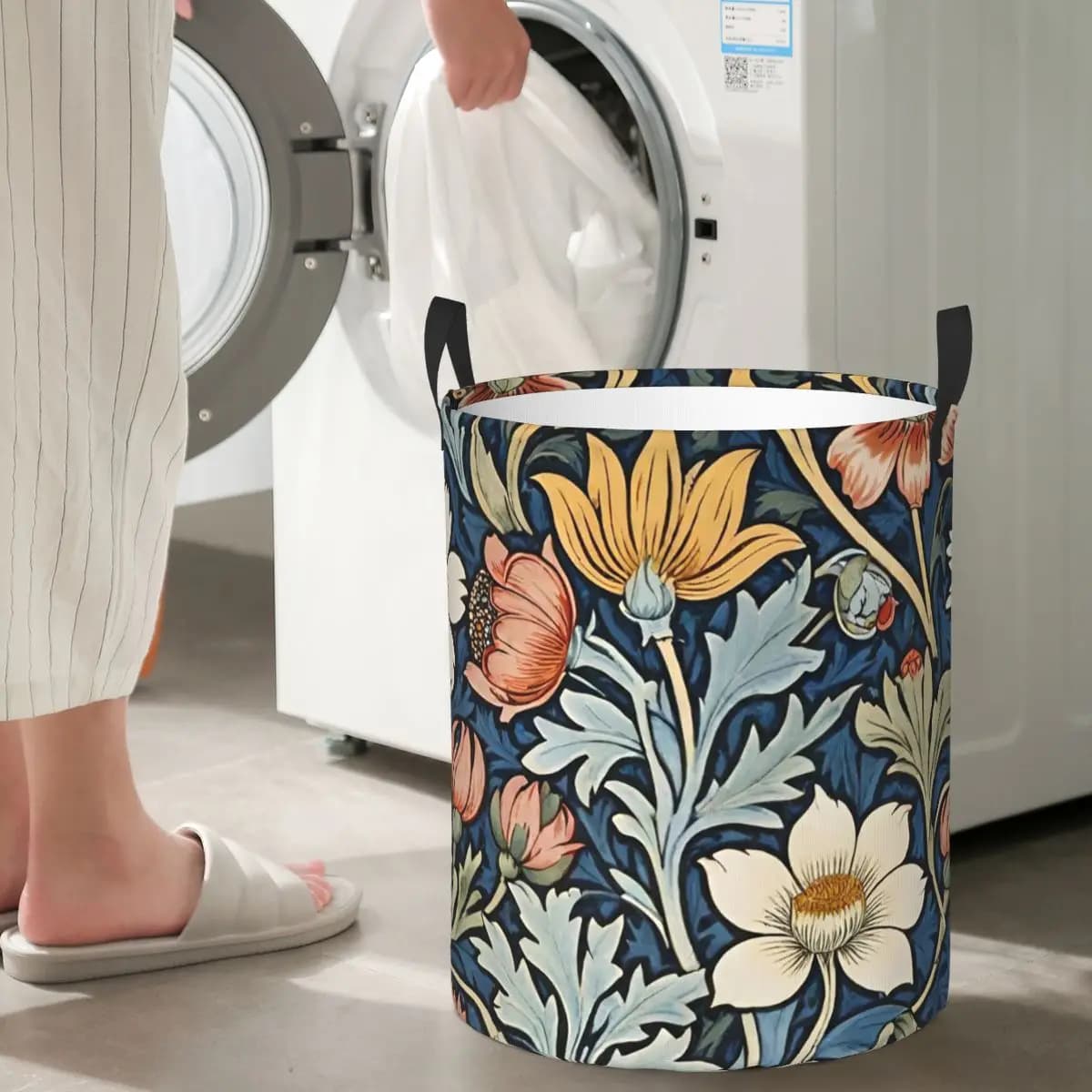 Folding linen baskets William Morris Botanical Bliss frames Basket for dirty clothes, various items, large waterproof bag