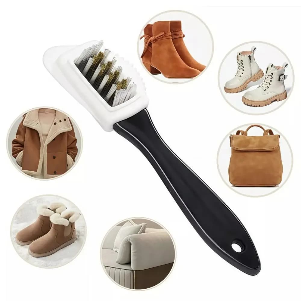 Set di 3 Spazzole per Camoscio con Gomma, Kit Multifunzionale per Rimozione Macchie, Spazzole Morbide per Pulizia Scarpe