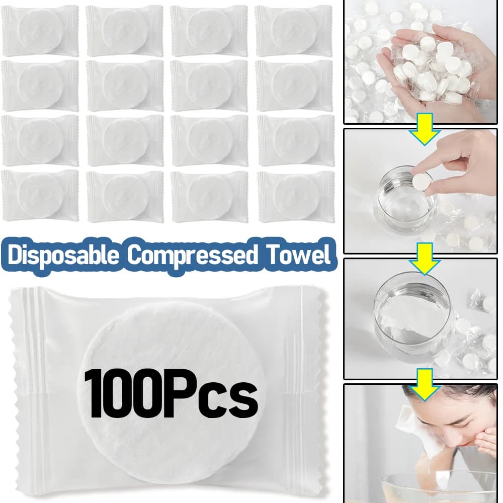 10-100 pezzi asciugamani compressi portatili da viaggio non tessuti per la pulizia del viso asciugamano morbido tablet campeggio esterno escursionismo salviette per hotel