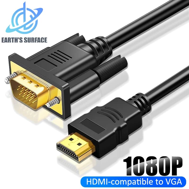 1080P HDMI-compatible to VGA Cable HDMI-compatible Male to VGA Male Video Adapter Cable Digital to Analog for PC Computer Laptop