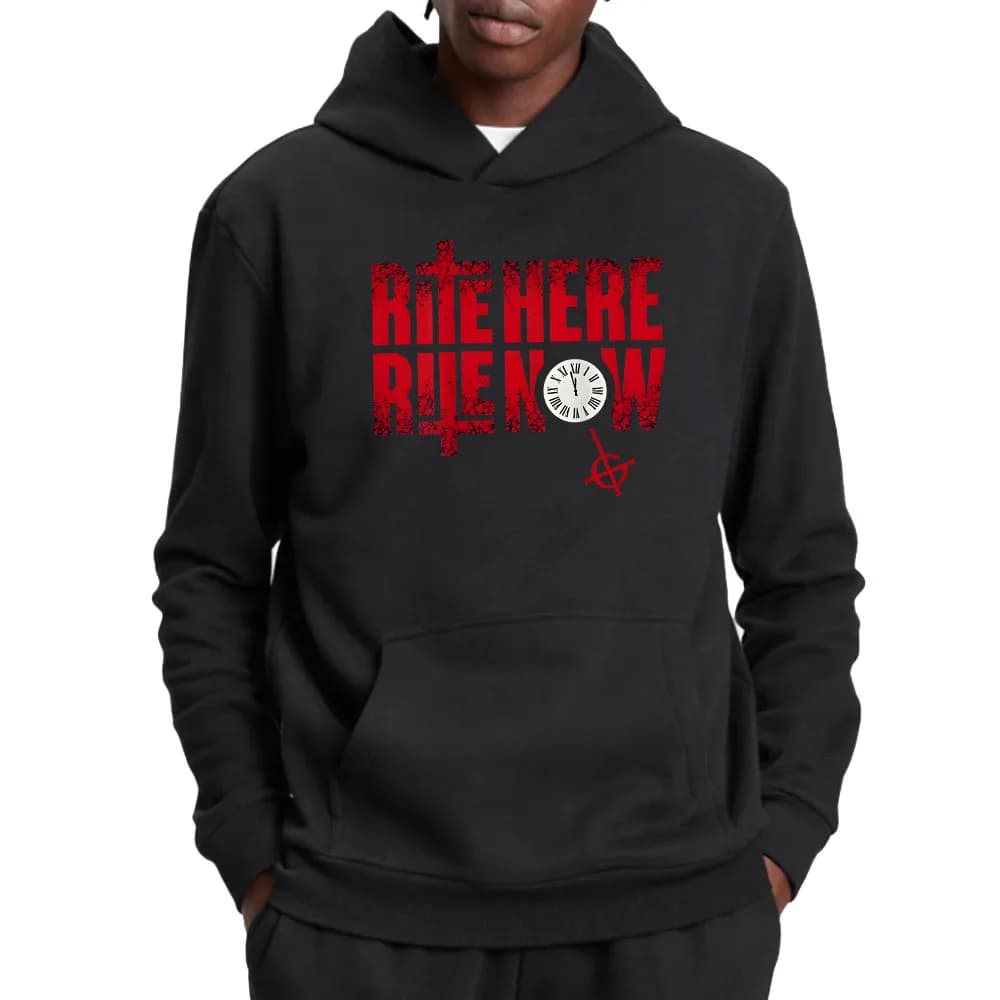 Rite Here Rite Now Felpe con stampa di lettere Felpa Ghost Rock Band Streetwear Pullover comodi invernali unisex Felpa con cappuccio da uomo