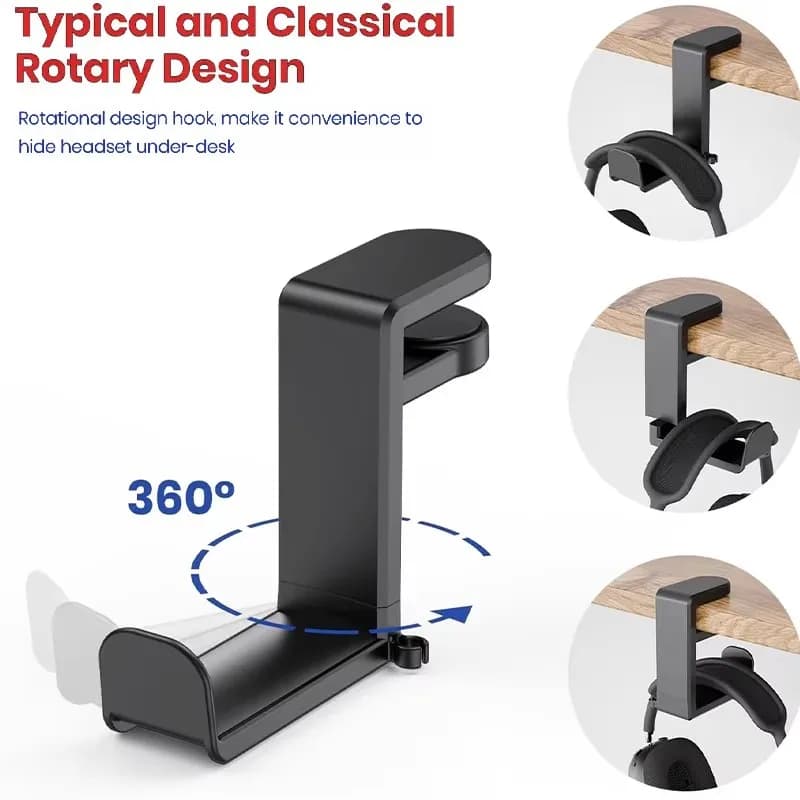 360 ° Rotating Headphone Holder Table Headphone Holder Play Headphones for PC Hook for Desk Hook for Headphones for Headphones
