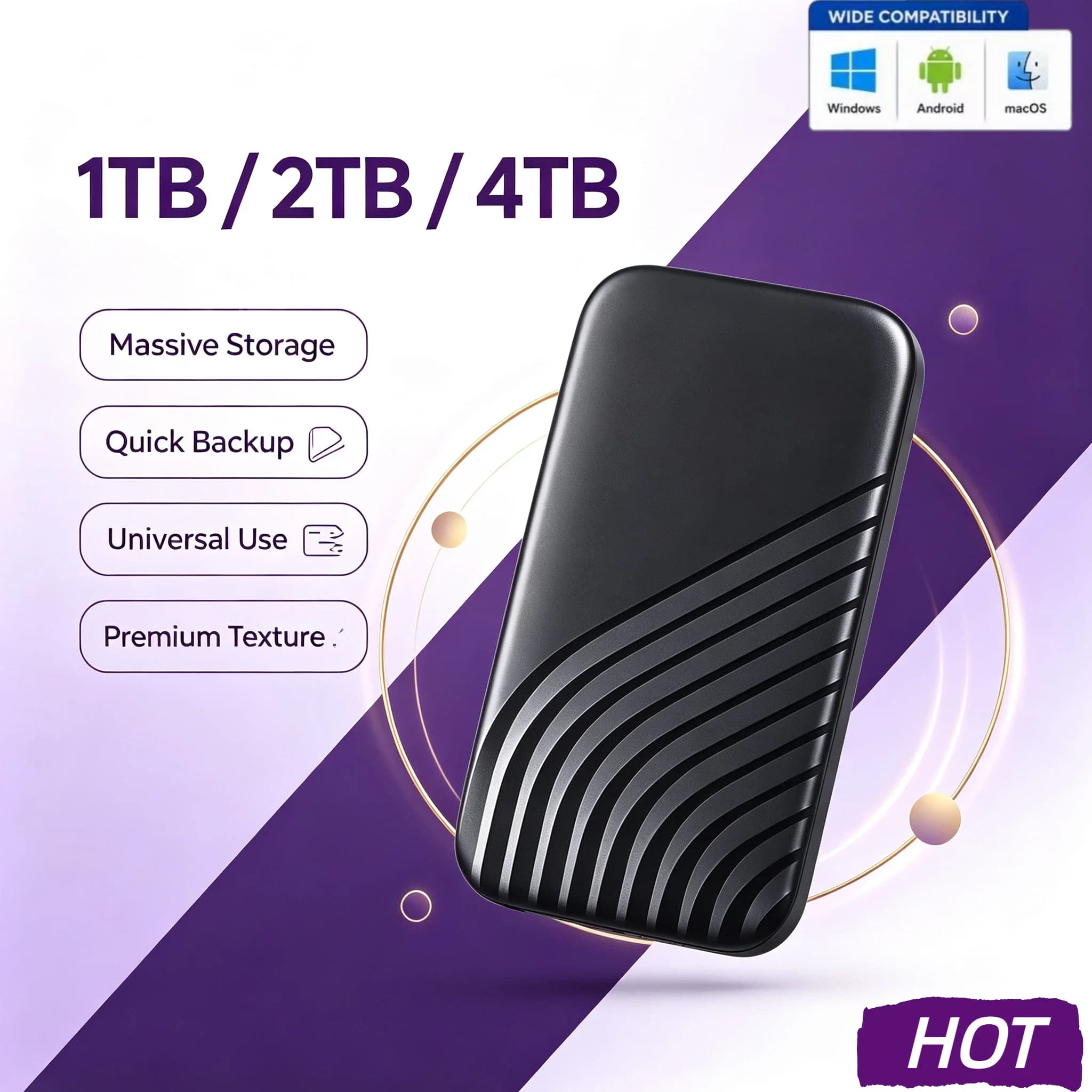 Original External Mobile SSD Hard Drive 2TB 4TB Portable SSD USB 3.1 High Speed Solid State Disk For Mac Laptop PC Data Speed