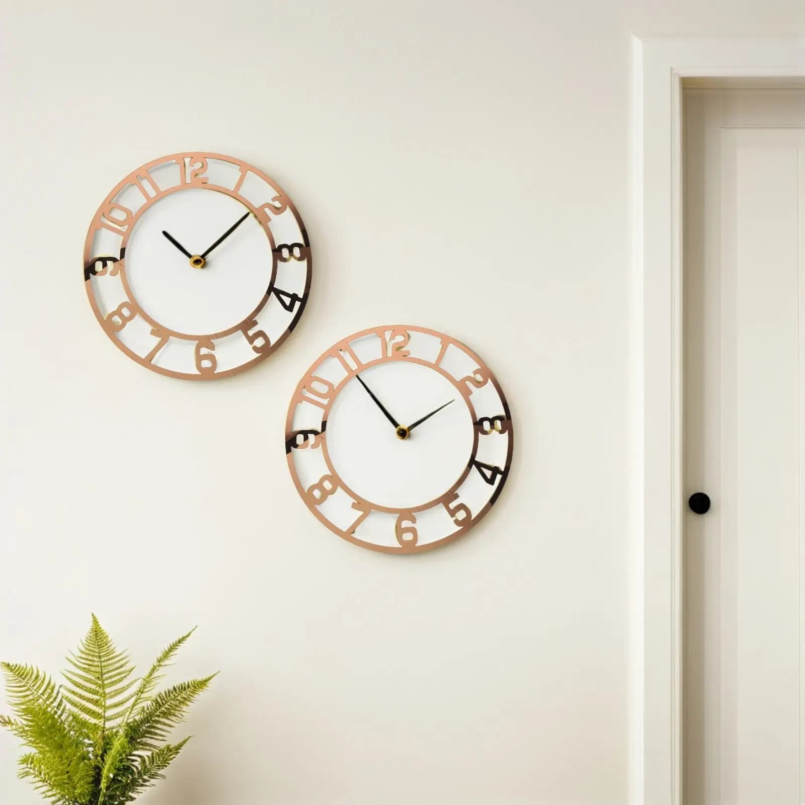 2 Pezzi Orologio da Parete Adesivo Moderno Rotondo con Quadrante a Specchio in Acrilico, Facile da Installare, Design con Numeri Arabi Trasparenti, Perfetto per l'Ingresso
