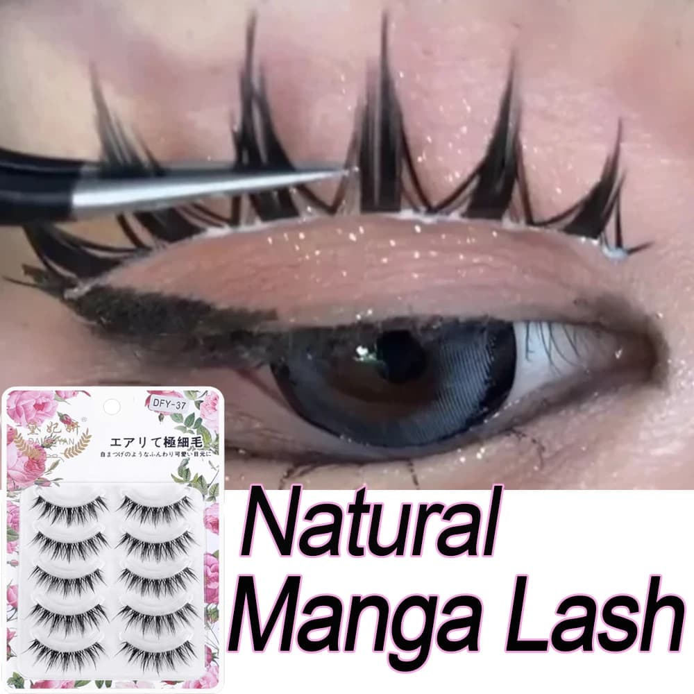 5 paia di ciglia finte naturali Manga Lashes 3D Faux Mink Lashes Soft Winged Natural Realistic Eyelash Extension strumenti per il trucco