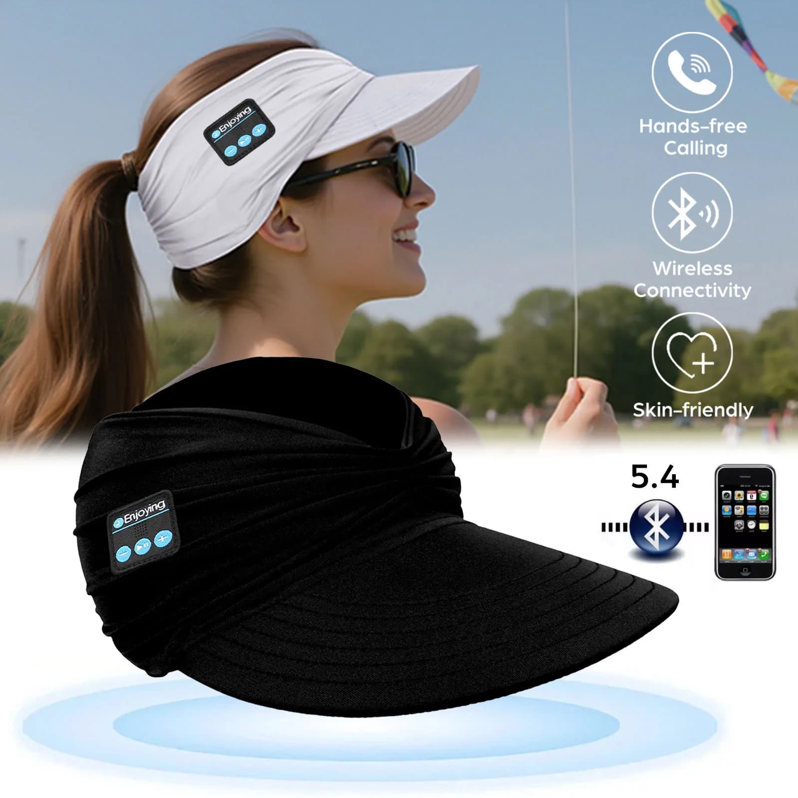 Wireless Bluetooth Headphones Summer Hats With Stereo Earphone Mic Outdoor Hands-free Music Cap Wide Brim Beach Hat