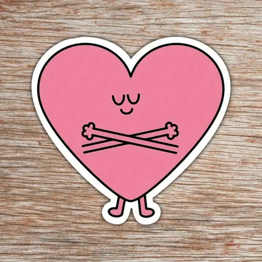 Adesivo con cuore rilassato e simpatico - Decalcomania divertente con atmosfera rilassata per laptop