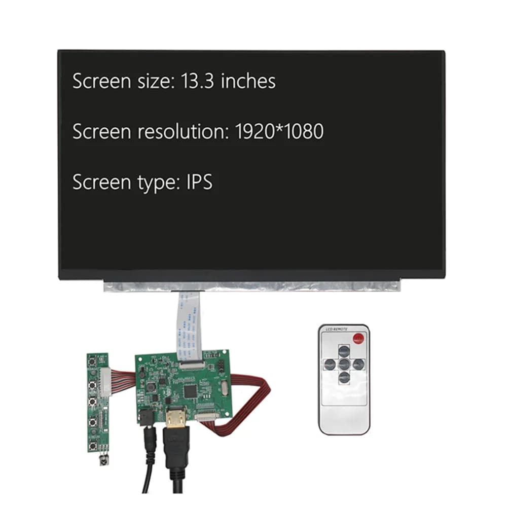 Compatible HDMI 13.3 Inch LCD Monitor Driver Control Adapter Kit for PC Orange/banana/Raspberry Pi 3 4 5