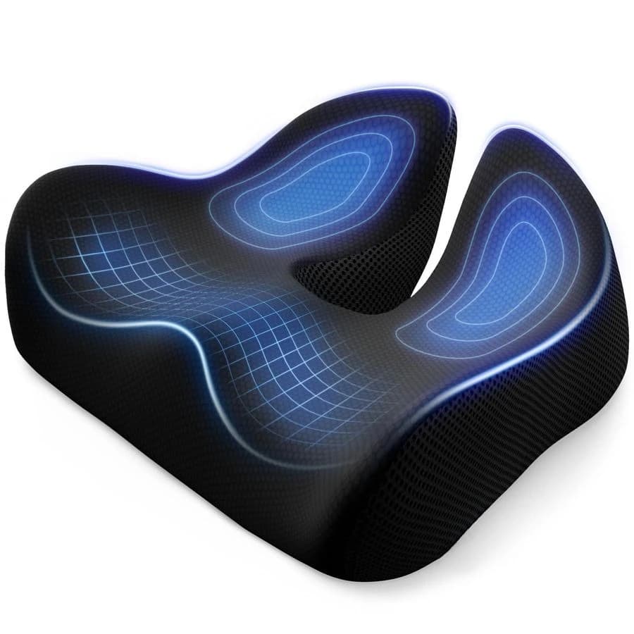 Cuscino per Sedia Ergonomico in Memory Foam, per Emorroidi, Lombalgia, Sciatica, Sollievo da Lungo Seduti, Spessore 6.0 Pollici, per Sedia da Ufficio