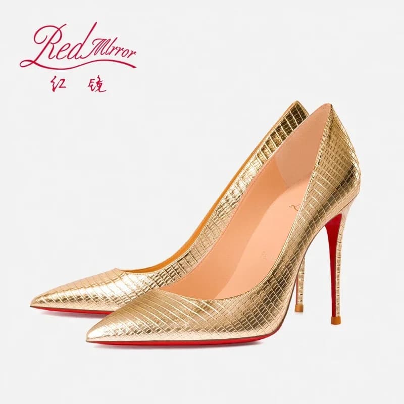 Primavera/estate fondo rosso modello lucertola goffrato oro a punta bocca poco profonda tacchi sottili banchetto Sexy tacchi alti scarpe singole