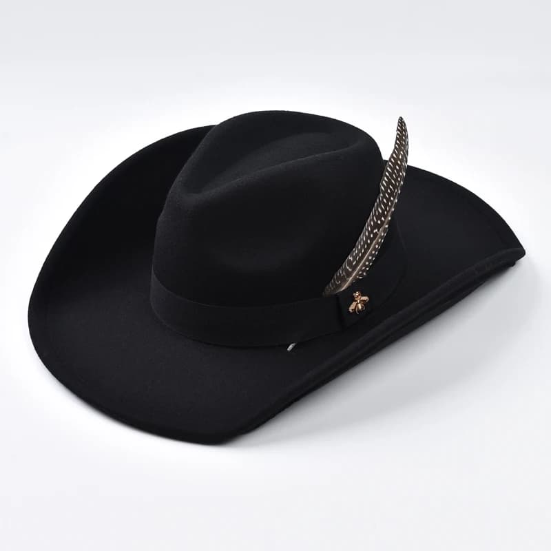 Handmade Feather Accessories Fedoras Hat Winter Big Brim Western Cowboy Hat Outdoor Travel Party Street Caps