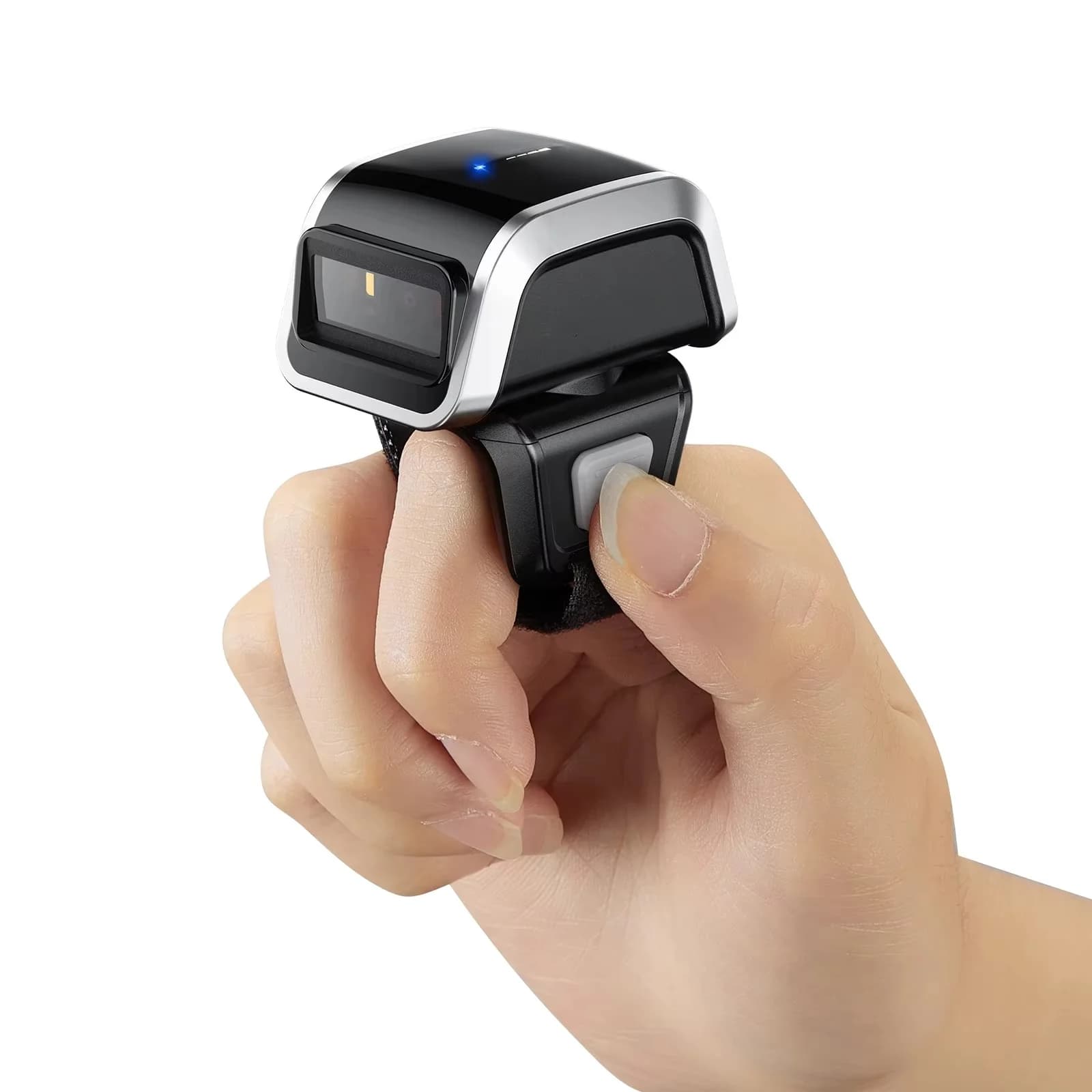 Eyoyo QR CMOS Logistic Warehouse 2.4G BT Finger Ring Bluetooth 1D 2D Wireless Barcode Scanner for Android IOS Phone Win
