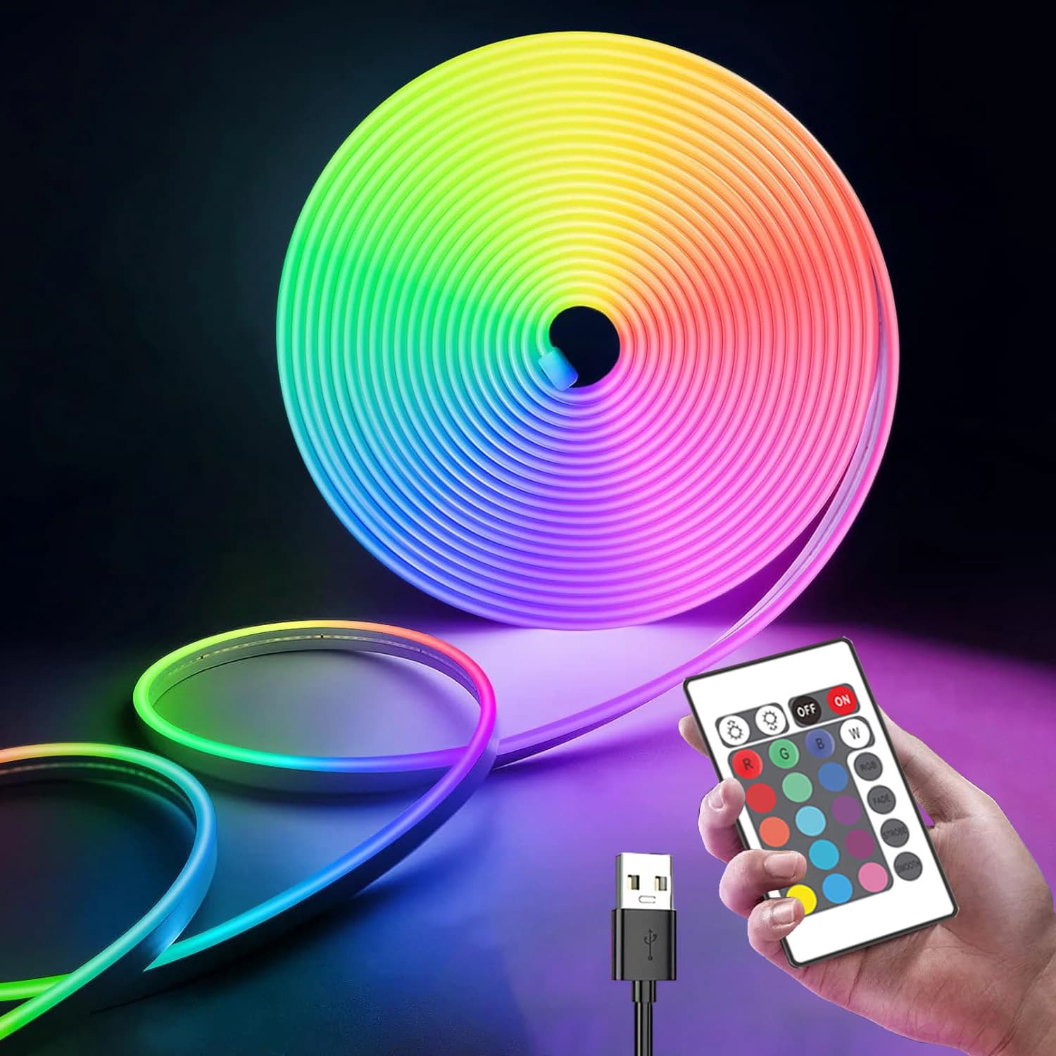Strisce luminose a LED RGB USB 5V Strisce LED al neon impermeabili Luci a nastro flessibili per l'illuminazione della decorazione della sala giochi domestici