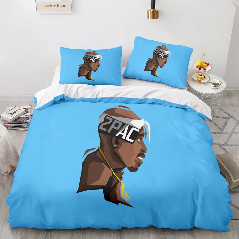 Set di Biancheria da Letto 2Pac, Singolo, Matrimoniale, Queen, King Size, Tupac Amaru Shakur, Set per Camera da Letto Adulti e Bambini, Copripiumino Stampato in 3D 035