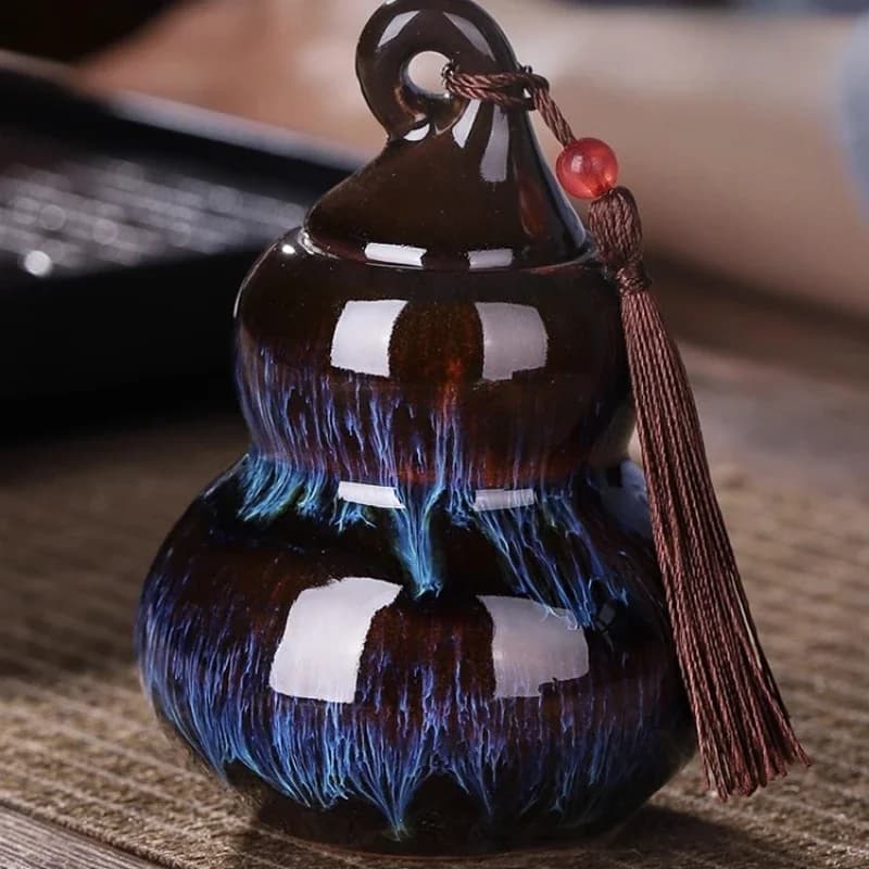 Creative Tea Canister Gold Glaze Kiln Change Ceramic Sealed Canister Tea Canister for Tea and Coffee Beans Home High-Value Gift