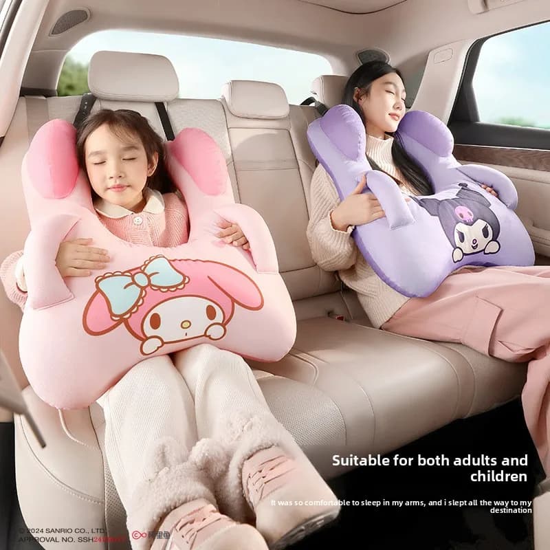 Cuscino per Auto Sanrio, Simpatico Cuscino Cartoon per Bambini, Poggiatesta Rimovibile e Traspirante, Supporto Lombare Confortevole
