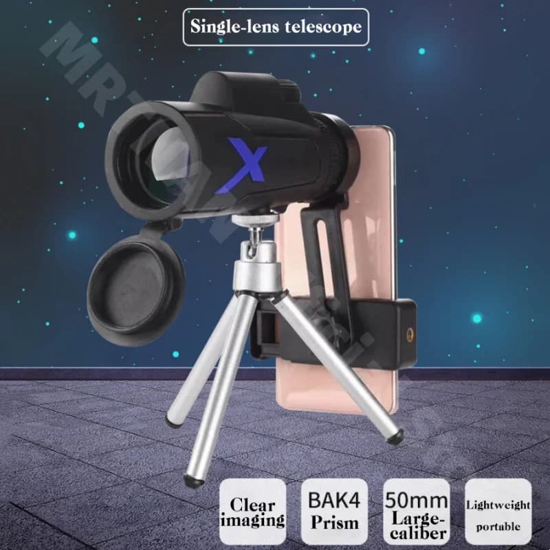 12x50 Zoom portatile HD 5000M Telescopio pieghevole a lunga distanza Mini potente telescopio per caccia sportiva Viaggi di campeggio all'aperto