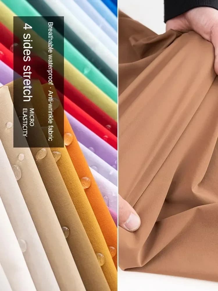 4 Sides Stretch Waterproof Spandex Nylon Fabric By The Meter for Clothes Coat Shirt Diy Sewing Black Soft Cloth Anti-wrinkle