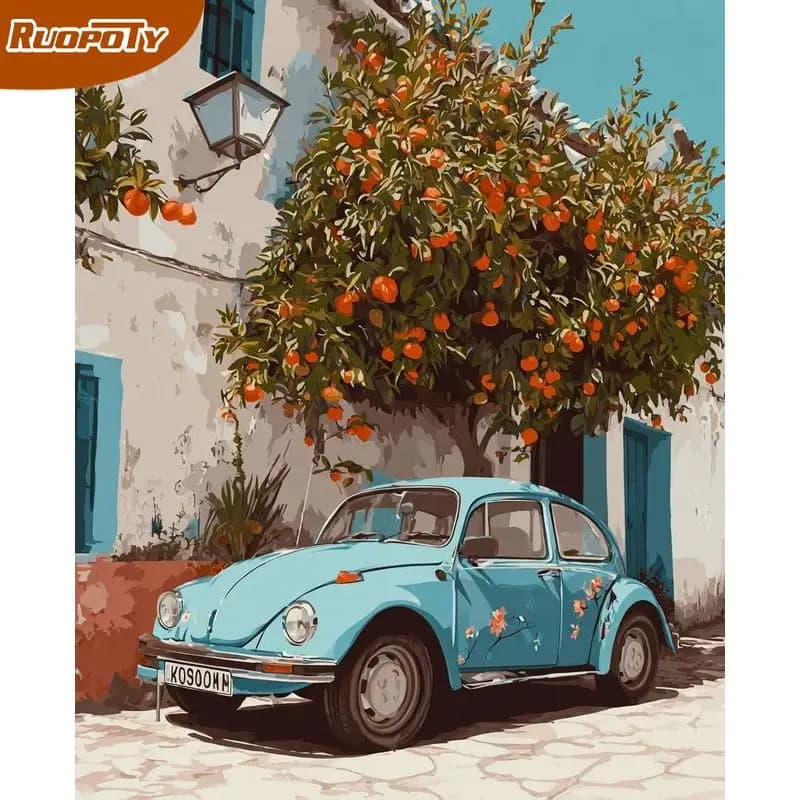 PhotoCustom Painting By Numbers For Adults Kits Street Car Diy Crafts Acrylic Paint Art Picture Marker By Numbers Home Decors