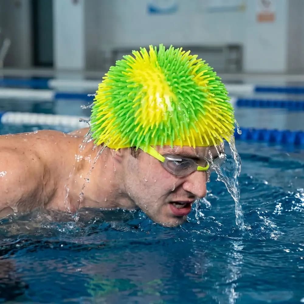 Long Hair Design Funny Swimming Cap High Elastic Keep Hair Dry Sea Urchin Hat Sea Urchin Shape Comfortable Fit
