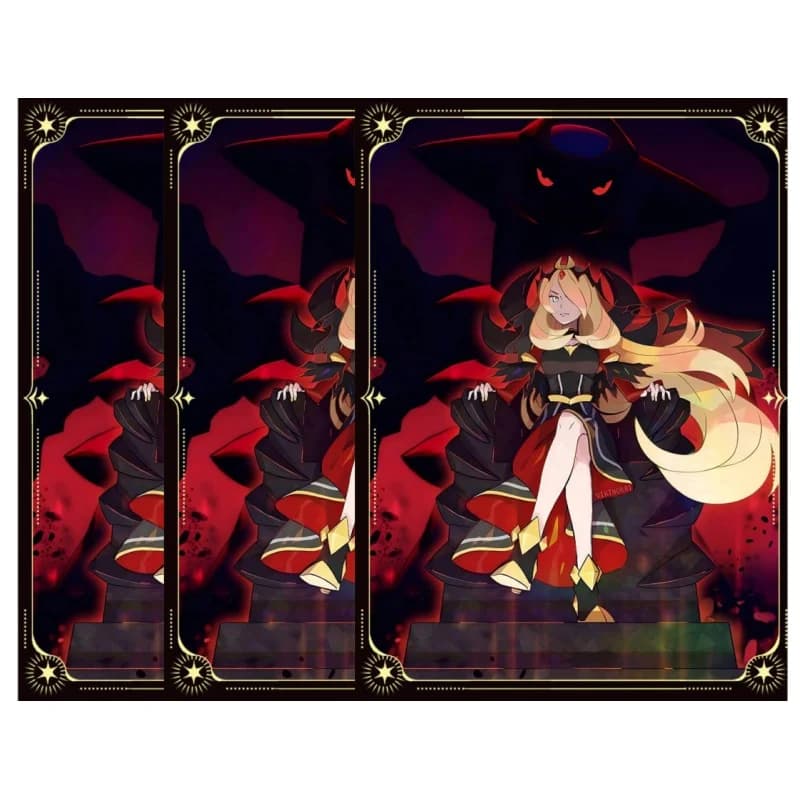 PTCG Cynthias Domineering Series Laser Flash Board Game Card Sleeve Giratina Opcg Dtcg Ws Game Collection Card Protective Sleeve