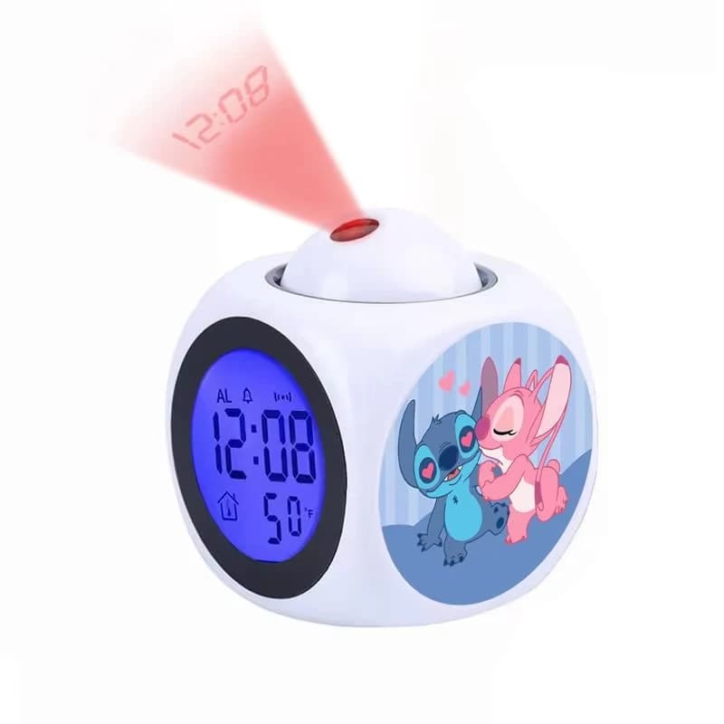 Kawaii Disney Stitch Sveglia digitale Proiettore LCD Temperatura Ora Data Proiezione Display Anime Decorazione da scrivania Timer Carino