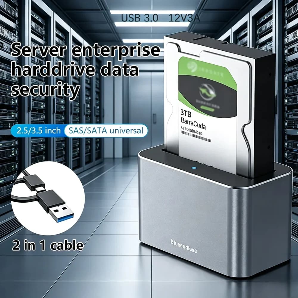 Box esterno per hard disk SAS/SATA da 2,5/3,5 pollici, docking station SATA a USB 3.0, custodia per disco rigido esterno