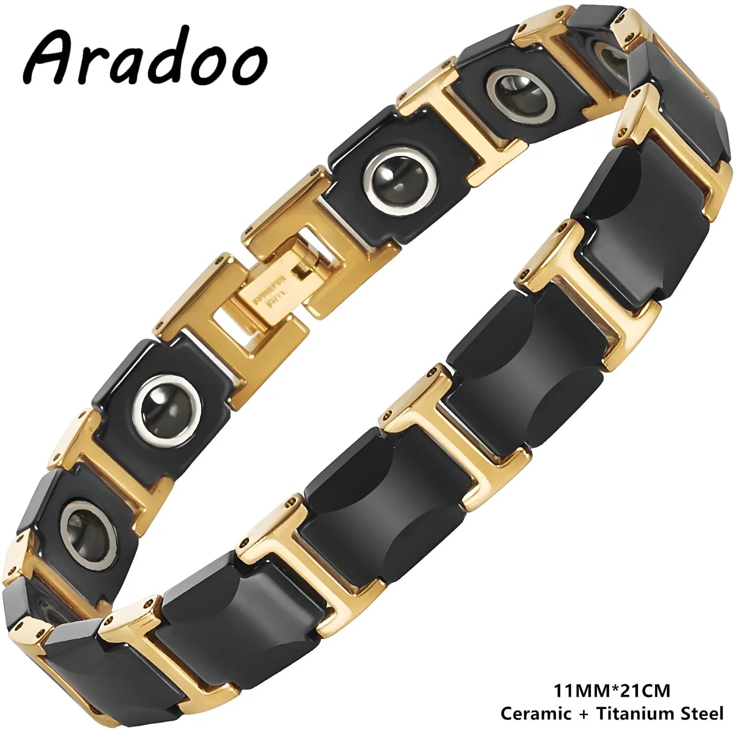 ARADOO Bracciale in acciaio al titanio ceramico Preumium per uomo donna Regali di gioielli con cinturino magnetico in ematite