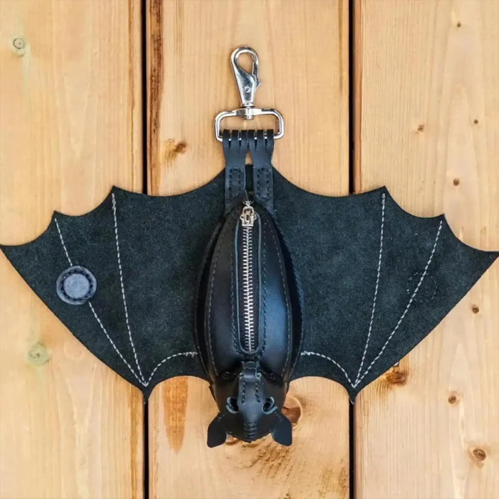 Portamonete a Forma di Pipistrello in Pelle PU, Borsa Gotica con Ali Pieghevoli, Portachiavi per Shopping, Viaggi, Lavoro, Scuola ed Eventi