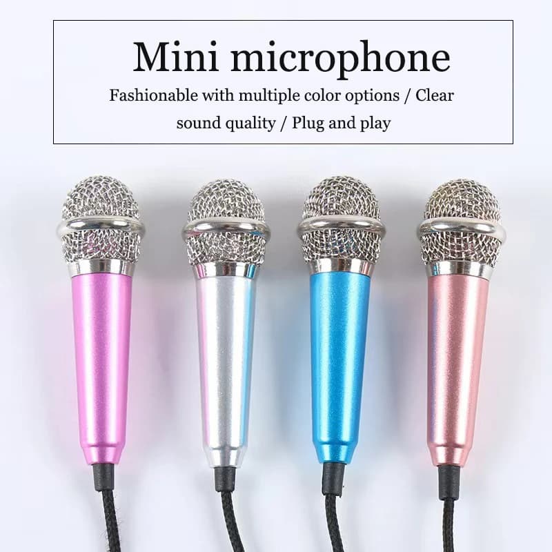4 colori Microfono KTV Karaoke Mini Microfono Per Il Telefono Cellulare Portatile 3.5mm Stereo Studio Laptop PC Desktop 5.5 cm * 1.8 cm Piccolo Formato-30