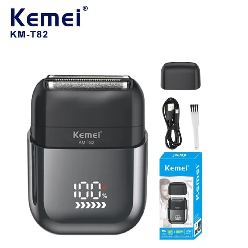 Rasoio Elettrico Kemei Impermeabile per Uomo, Rasoio da Viaggio Compatto, Trimmer per Rasatura Precisa, Ricaricabile USB-C, Idea Regalo