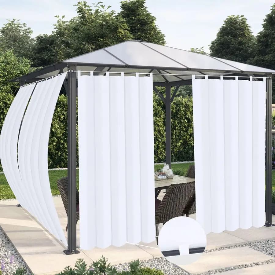 Tende da Esterno Impermeabili per Patio, Pannelli Antivento per Gazebo con Attacco a Linguetta, Set di Tende da Esterno Oscuranti per Veranda