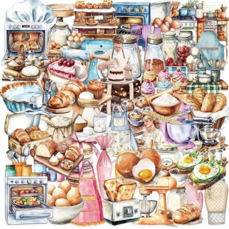 Funny Stickers 50Pcs Realistic Transparent Bakery PET Stickers Cute Waterproof for Laptop Stationery Luggage Scrapbooking Water
