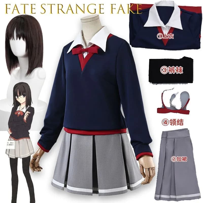 Costume di Halloween per Adulti Ayaka Sajyou Fate Strange Vestito Cosplay con Tasche Outfit Quotidiano per Convention Anime 2026 Carnevale