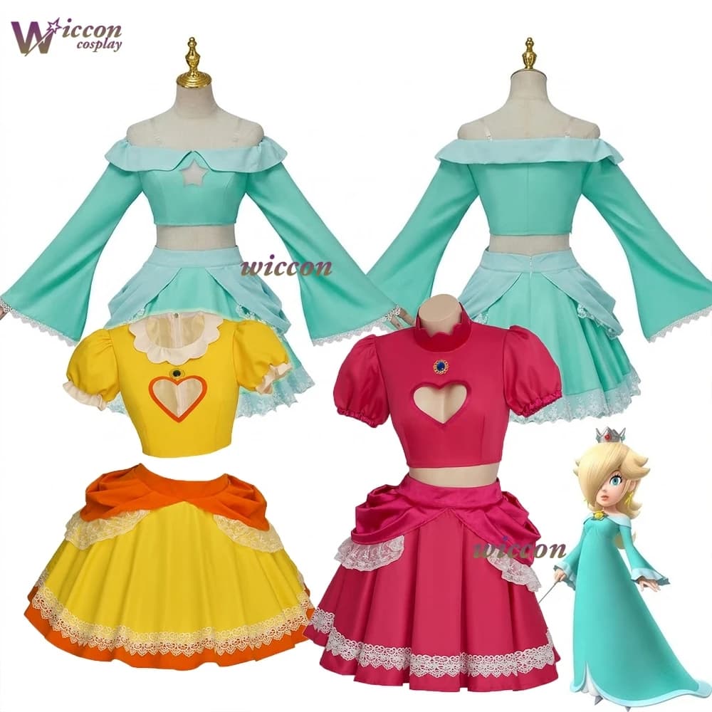 Costume da principessa Rosalina per donna, dolce e carino, top corto blu, gonna Lolita, costume di Halloween, vestiti Rosalina