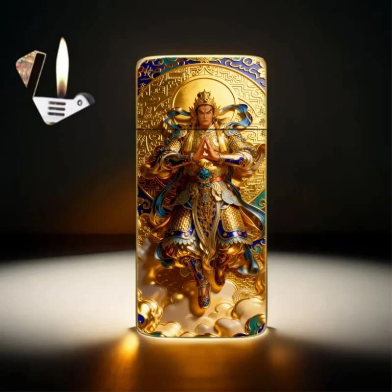Chinese Style New Metal Ultra-thin Inflatable Lighter Personalized Enamel Craftsmanship High-end Exquisite Smoking Gift