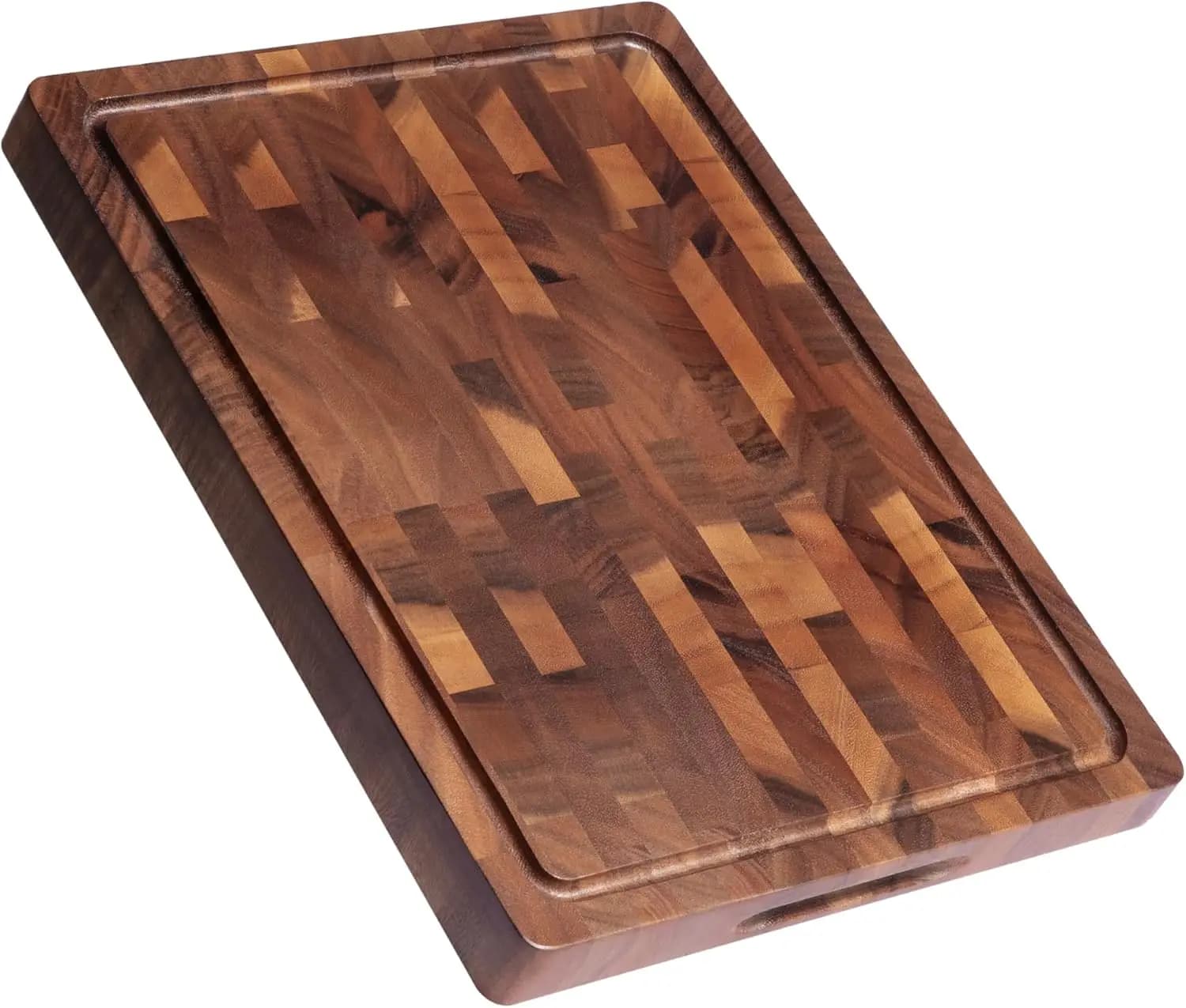 Grande Tagliere in Legno di Noce a Doppia Faccia con Manico per Preparazione Pasti e Servizio in Cucina, Confezione Regalo 17x13x1