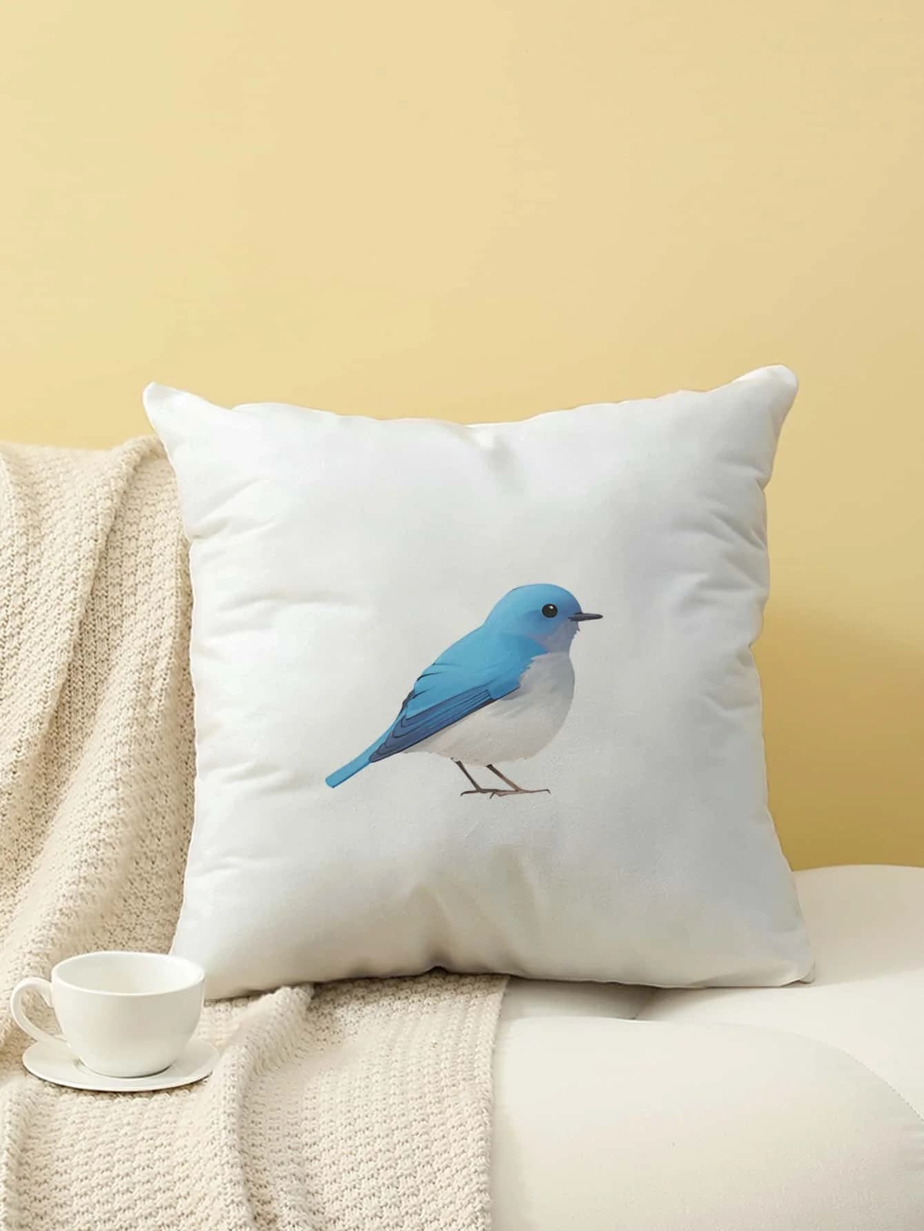 Fodera per cuscino con stampa di uccelli blu, federa decorativa per divano, camera da letto, soggiorno, letto, sedia da ufficio, decorazioni per la casa