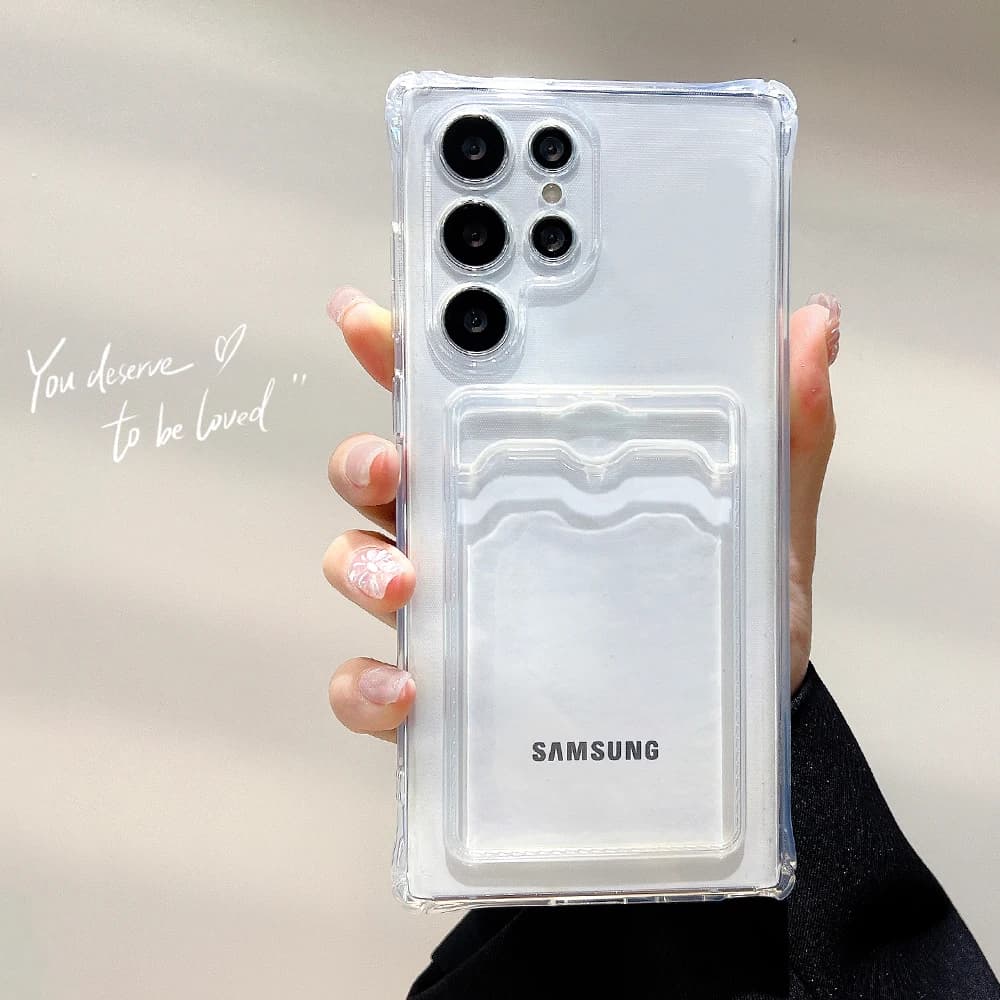 Silicone Card Holder for Samsung Galaxy S25 Ultra A56 5G A55 A54 A53 S24 FE S23 S22 Plus A52 Slot for Funda Cover Cards