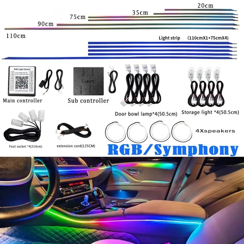 18 in 1 22 in 1 Atmosphere Lights Part Led 213 Color Symphony Main Controller Sub Controller Speaker 35cm 75CM 110CM Light Strip