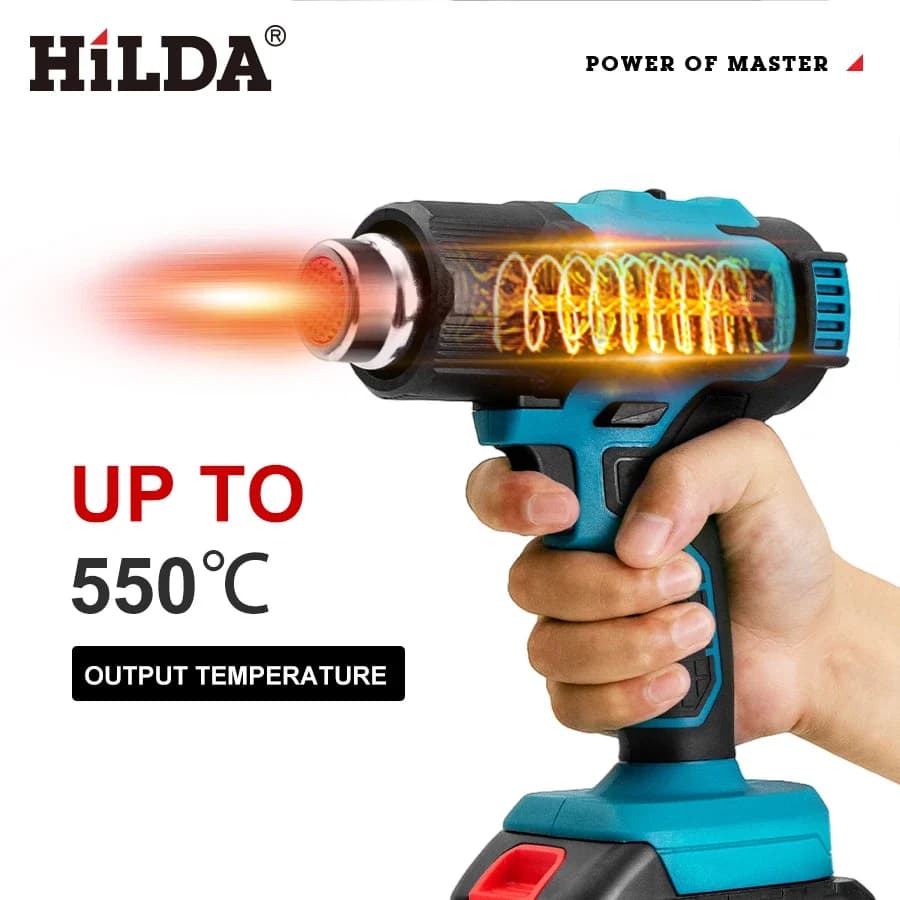 HILDA Handheld Hot Air Gun Adjustable Temperature Non-adjustable Temperature Portable for Makita 21V Battery Electric Heat Gun
