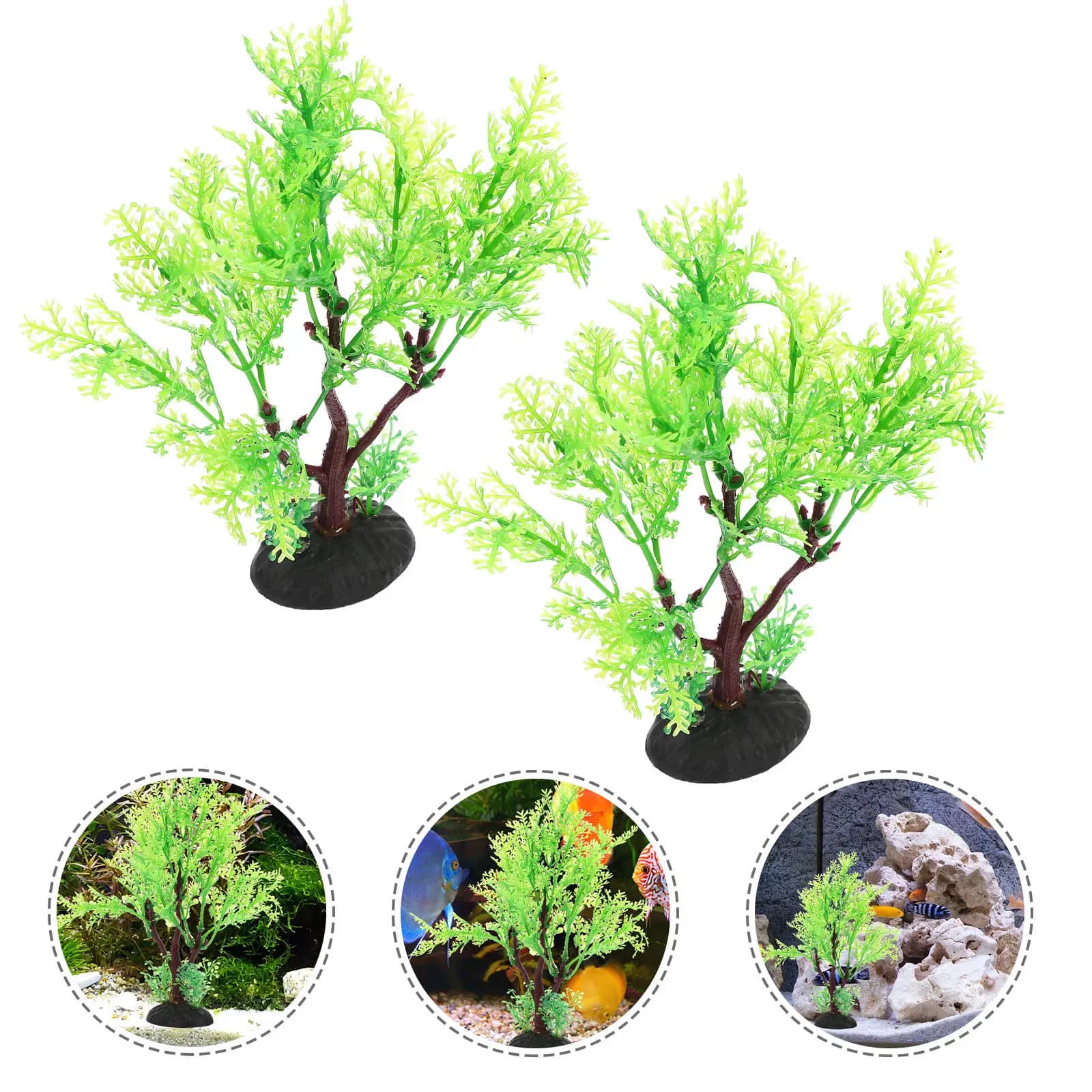 2Pcs Simulation Aquatic Plants Lifelike Plastic Fish Tank Decorations Artificial Aquarium Plants Accessories Reptile Tank Decor