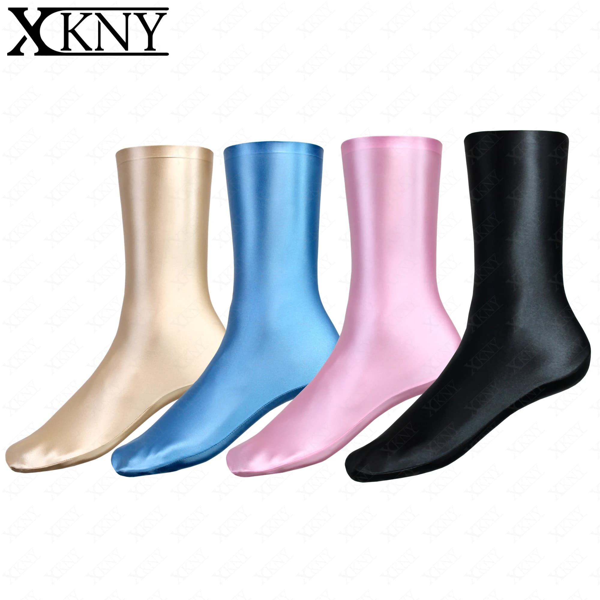 Calze lucide in raso XClocKNYoung, calze elastiche lucide effetto olio, calze alte da yoga, calze a compressione lucide