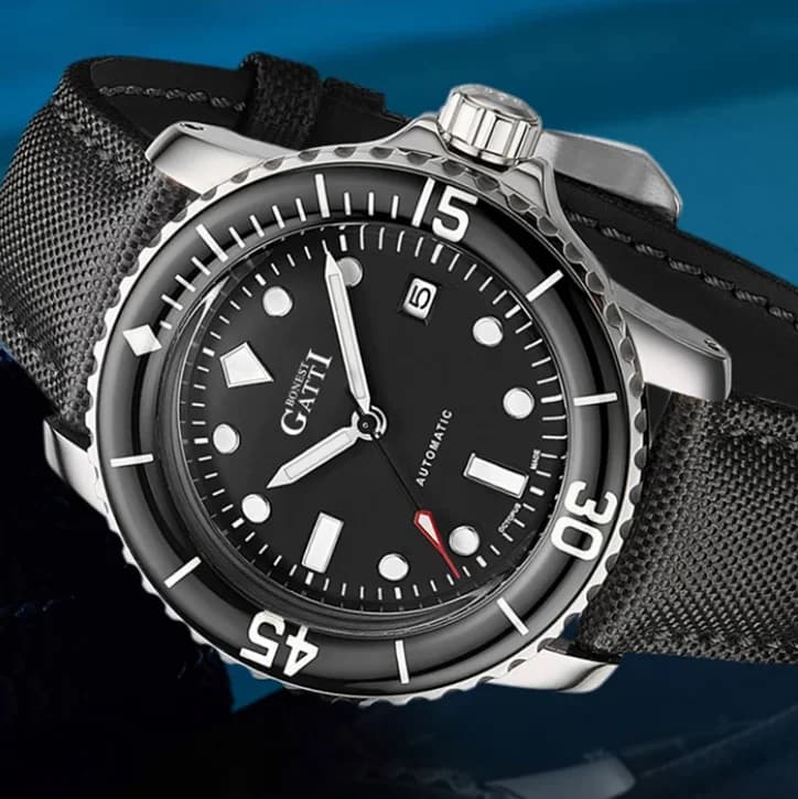 BONEST GATTI Men Automatic Watch 44mm Mechanical Wristwatch Diver 20Bar Waterproof Rotatable Sapphire Mirror Bezel C3 Luminous